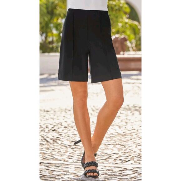 BOSTON PROPER Beyond Travel Wide Leg Shorts Small Bermuda 2AP81 Jet Black Travel - Picture 7 of 8